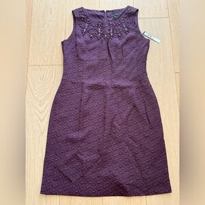Tahari Beaded Neckline Plum Formal Dress | Size 10 | New With Tags